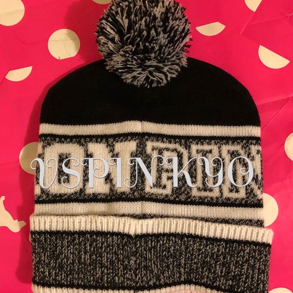 Victoria’s Secret Pink Nation Beanie Gray Pompon - Picture 2 of 2